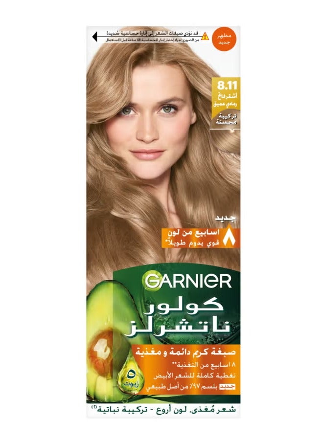 Garnier Color Naturals Permanent Creme Hair Color - 8.11 Deep Ashy Light Blonde 112 ML - Image 1